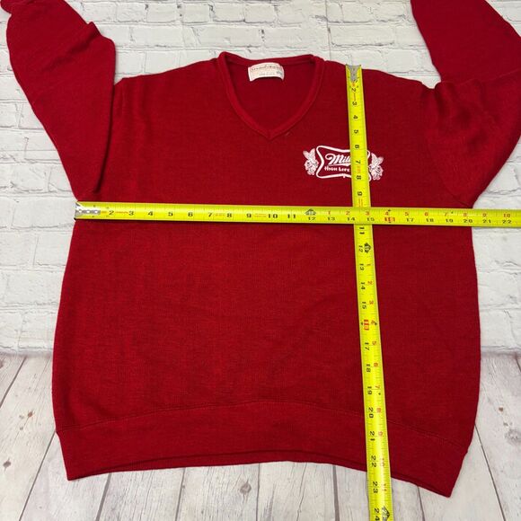 Vintage Creslan & Rayon 60s 70s Sweater Men Size Large Miller Beer Theme C053 27 - Picture 2 of 14
